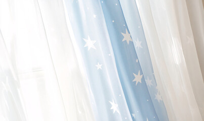 Wall Mural - curtains with star pattern on the window-generative ai
