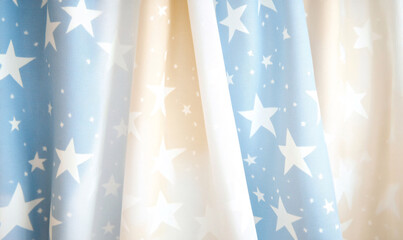 Wall Mural - curtains with star pattern on the window-generative ai