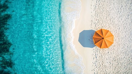 Aerial View of Tropical Beach with Blue Water