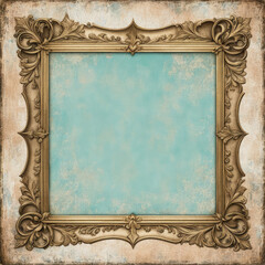 Wall Mural - Vintage antique gold frame with wear imperfections