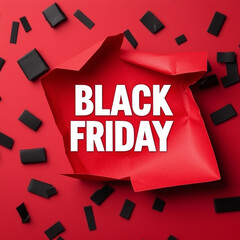 red paper torn open in the middle of the frame with the word BLACK FRIDAY in white