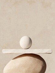 Poster - Balanced Geometric Shapes in Muted Colors Symbolizing Work-Life Balance