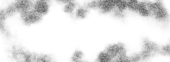 Aufkleber - Smoke cloud stippled gradient texture. Grunge fluid fume grain background. Gritty noise fog dot work wallpaper. Black and white dots, speckles, sand particles, granules overlay. Vector backdrop