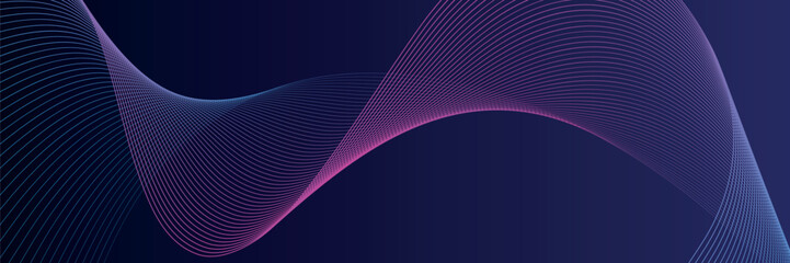 Poster - Abstract glowing wave lines on dark blue background. Dynamic wave pattern. Modern flowing wavy lines. Futuristic technology concept.