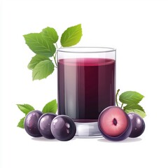 Wall Mural - Flat-style illustration of plum juice, vibrant and appealing design.