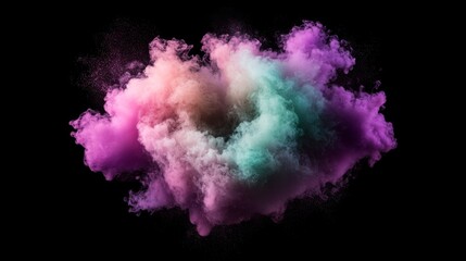 Poster - a dense swirl of colorful smoke forms a ring pattern, featuring vibrant hues of purple, pink, and gr
