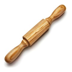 Wall Mural - Wooden rolling pin isolated on white background