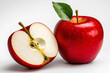 © Caroline - one whole red apple and half on a white isolated background