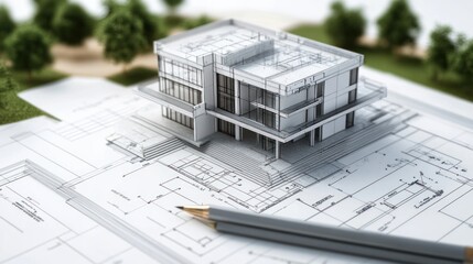 Poster - Architectural Model and Blueprint