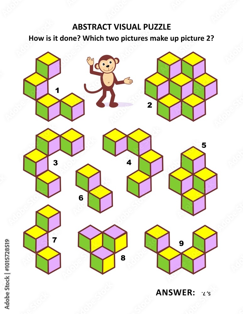 Abstract visual puzzle. Educational mathematics. Spatial reasoning ...