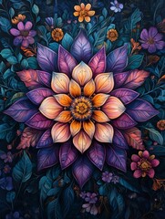 Poster - Intricate Hand-Drawn Mandala Design with Floral Elements