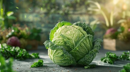 Wall Mural - a head of lettuce sitting on top of a table