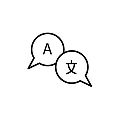 Poster - Language translation icon. simple vector Translation chat bubbles line on white background..eps