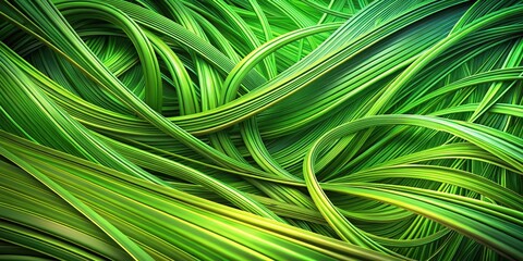 A vibrant green abstract pattern of interconnected, flowing lines creating a dynamic and organic design