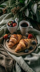 cup of coffee and croissant