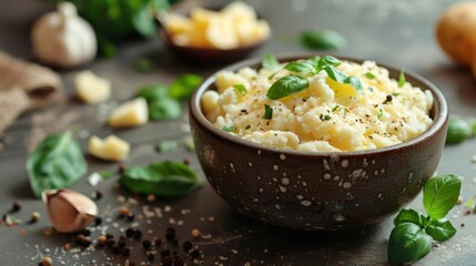 Wall Mural - a bowl filled with food sitting on top of a table