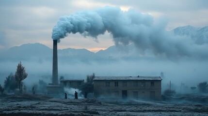 A brick kiln outside the valley spews smoke into the sky, contributing to severe air pollution in the region.