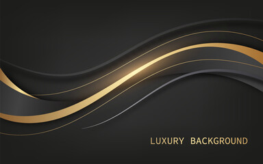 Abstract luxury black and gold wavy background. Vector design illustration