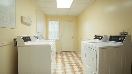 Sticker - a washer and dryer in a laundry room  