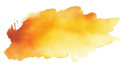Poster - Bright abstract watercolor splash in vibrant shades of orange and yellow, showcasing a blend of color and texture for artistic backgrounds