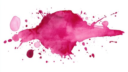 Poster - Abstract watercolor splash in vibrant pink tones on white background showcasing artistic expression and fluid design