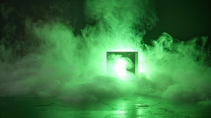 Poster - A green box is surrounded by a cloud of smoke