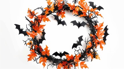 Poster - A wreath with bats and leaves on it