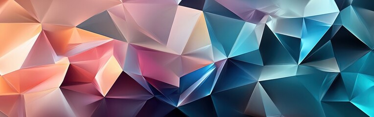 Poster - colorful abstract geometric pattern featuring sharp angles and gradients, showcasing a blend of blue