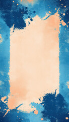 Sticker - Blue and peach splattered grunge frame with soft edges.