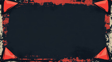 Canvas Print - Minimalistic black and red grunge banner with triangular corners.