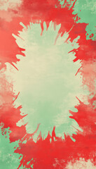 Poster - Abstract mint green centre with rough red splatter edges, blank space for text.