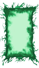 Sticker - Abstract green frame with splatter edges, light green centre for text.