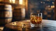 © VectorCookies - Whiskey shot. Whiskey background