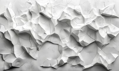 Poster - abstract white polygonal texture pattern, geometric modern 3d surface, digital art background for de
