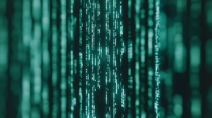 abstract teal digital code stream background