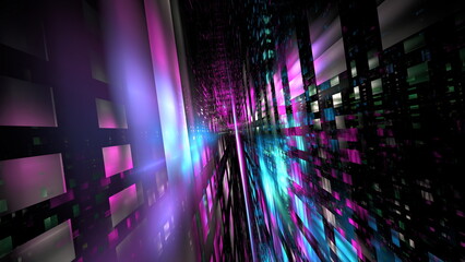 Fototapete - Colors blend and flow through a digital landscape, creating a mesmerizing visual experience of light and movement that captivates the viewer's imagination. 3d render