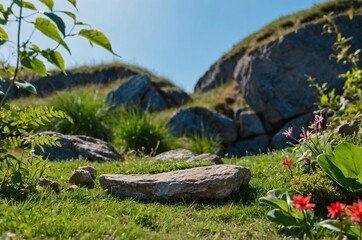 stone in the grass