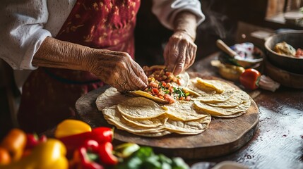 Poster - Mexican abuela cooking delicious homemade tacos 