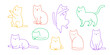 © Sonium_art - Outline cat poses set. Cute vector line cat collection. Colorful kittens silhouette bundle.