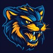 © STK - Aggressive Blue and Yellow Wildcat Mascot Head Illustration