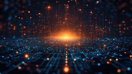 Poster - Abstract Digital Network with Glowing Lights