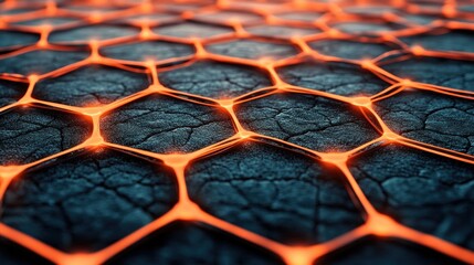 Poster - Abstract Hexagon Pattern with Glowing Lines  Futuristic Technology  Network Connection