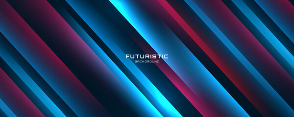 Poster - blue red abstract background overlap layer on dark space with glowing lines effect decoration. moder