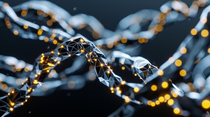 Poster - Abstract representation of a DNA structure with glowing elements