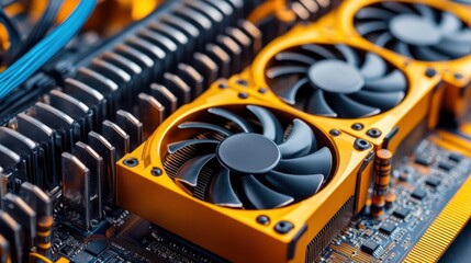 Aufkleber - Computer Graphics Card Cooling Fans Close Up
