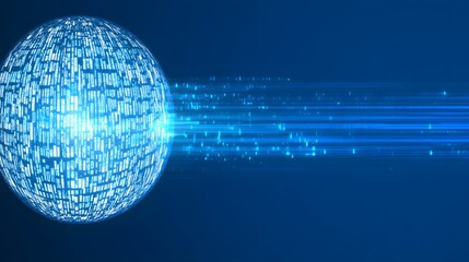 Abstract Digital Data Globe with Blue Glowing Lines