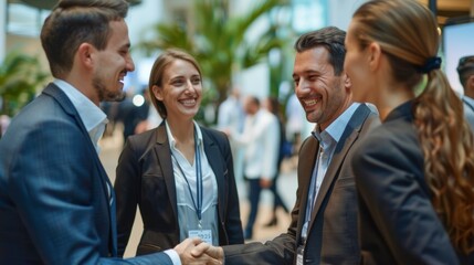 Wall Mural - Women exhibitors at trade shows effectively promote brands and products, increasing recognition among attendees.