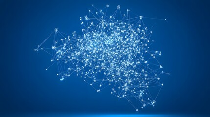 Abstract Blue Network Background with Connected Dots and Lines