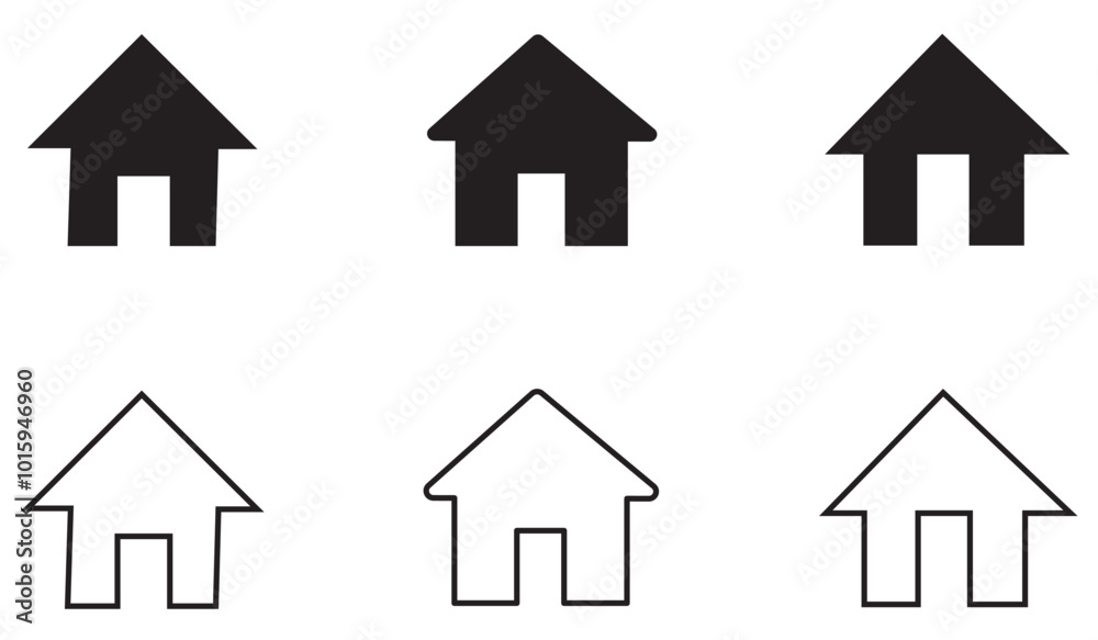 Set of real estate objects and houses black icons isolated on white ...