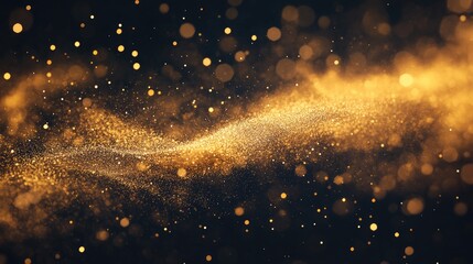 Poster - Sparkling golden dust particles floating against a deep black backdrop, capturing the essence of luxury, glamour, and celebration.